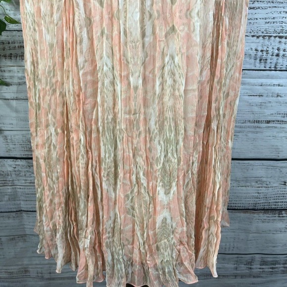 Ruby Rd. Skirt 14 Petite Peach Gray Sheer Pleated Tassels Boho Modest Wedding - Picture 7 of 12
